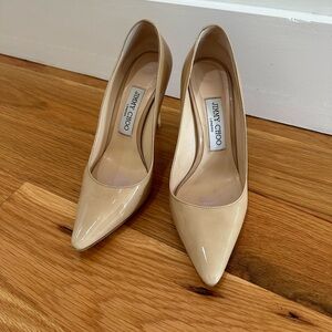 Jimmy Choo romy 100 nude patent leather heels 36